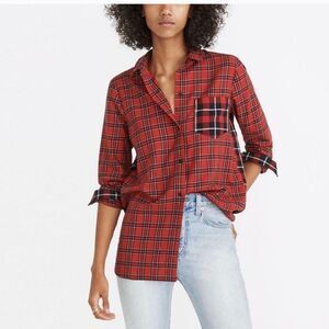 Madewell Ex-Boyfriend Patchwork Plaid Button-up Size Large